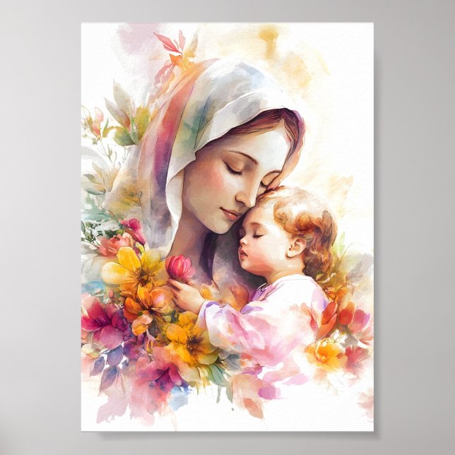 Póster Virgin Mary and Child Jesus Madonna Blessed Mother (Frente)