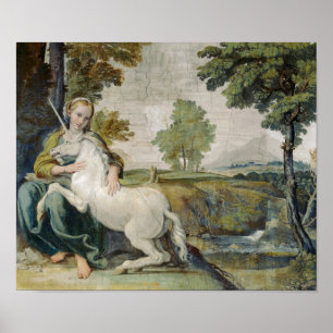 Póster Virgin y Unicorn - Domenichino Palazzo Farnese