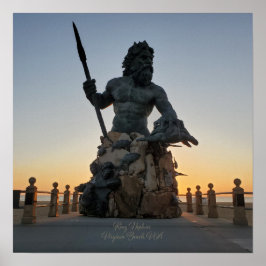 Póster Virginia Beach es el rey Neptuno al amanecer