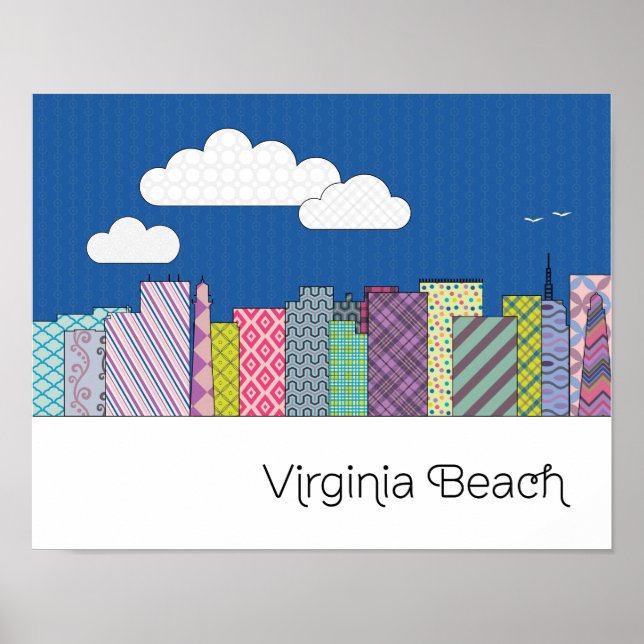 Póster Virginia Beach Skyline (Frente)