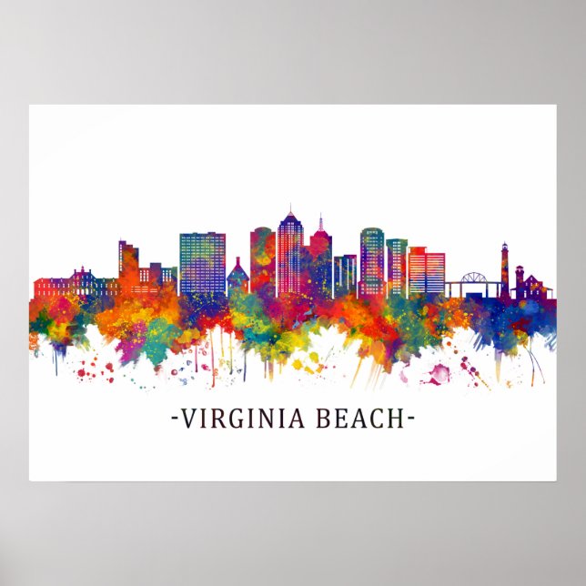 Póster Virginia Beach Skyline (Frente)