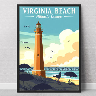 Póster Virginia Beach Vintage