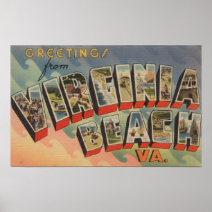 Póster Virginia Beach, Virginia - Escenas de letras grand