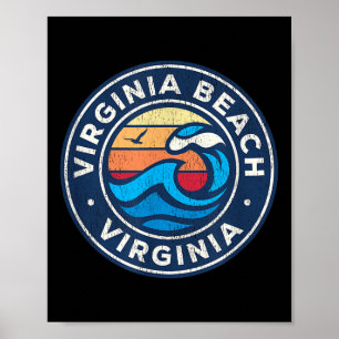 Póster Virginia Beach Virginia Va Vintage Nautical Waves