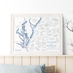 Póster Virginia Beach Wedding, Poster del libro de invita