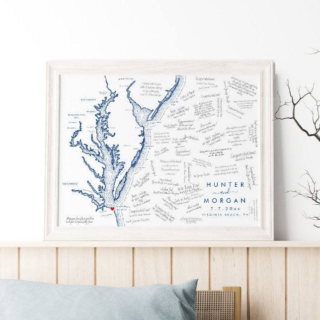 Póster Virginia Beach Wedding, Poster del libro de invita (this Virginia Beach guest book poster is perfect for your Chesapeake Bay destination wedding)