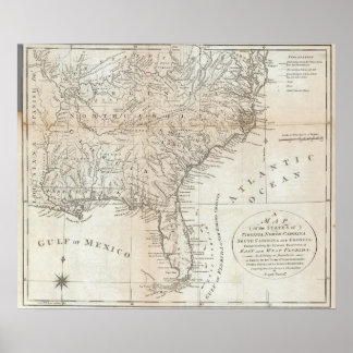 Póster Virginia, Carolina del Norte, Carolina del Sur