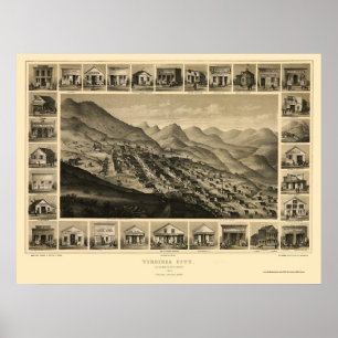 Póster Virginia City, NV Panoramic Map - 1861