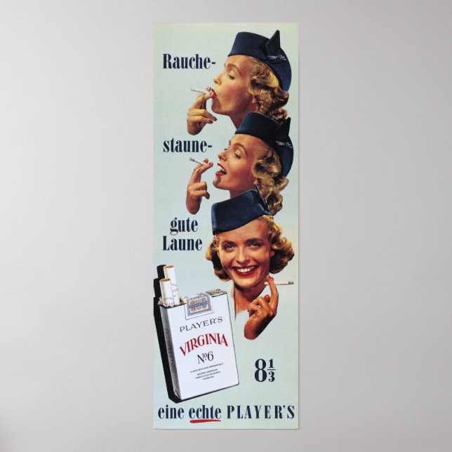 Póster VIRGINIA DE JUGADOR No.6 cigarrillos estadounidens (Frente)