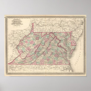 Póster Virginia, Delaware, Maryland, y Virginia