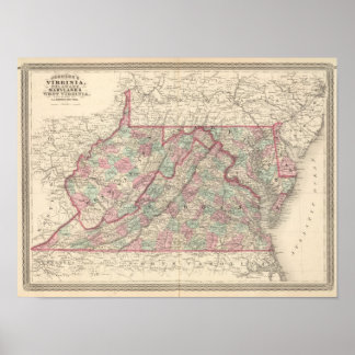 Póster Virginia, Delaware, Maryland y Virginia Occidental