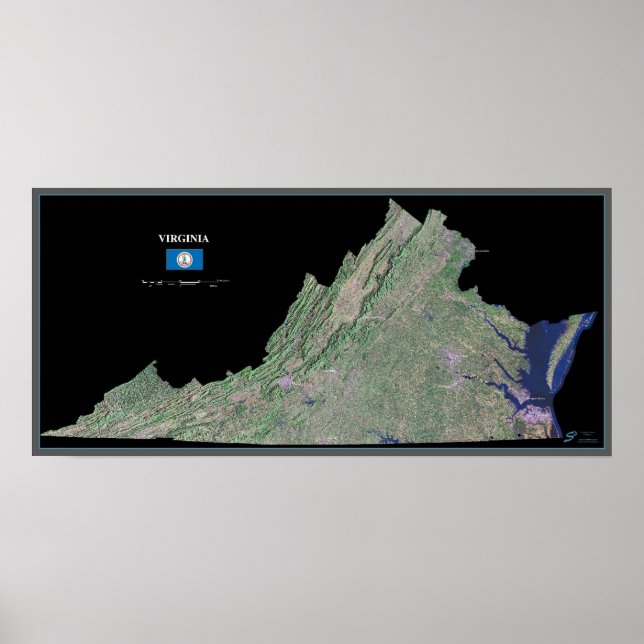 Póster Virginia desde el poster de satélites espaciales (Frente)