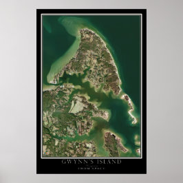 Póster Virginia, isla de Gwynn, de mapa de satélites espa