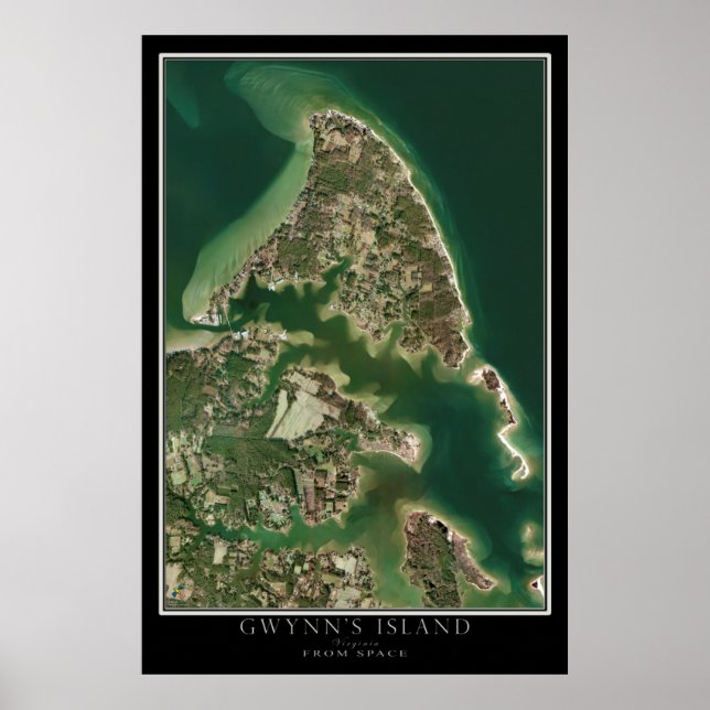 Póster Virginia, isla de Gwynn, de mapa de satélites espa