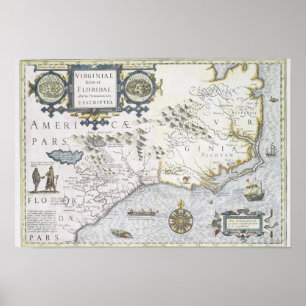 Póster Virginiae Item et Floridae Americae provinciarum