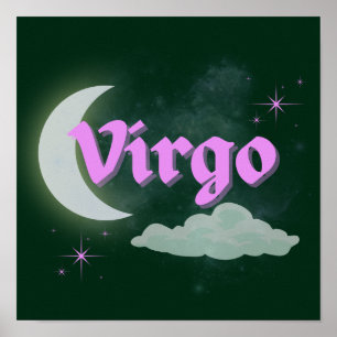 Póster Virgo Celestial Moon Cloud Stars Astrología Art