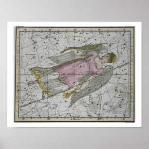 Póster Virgo, "de un atlas celestial", pub. en 1822 (col