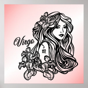 Póster Virgo El Rosa Virgen Del Zodiaco