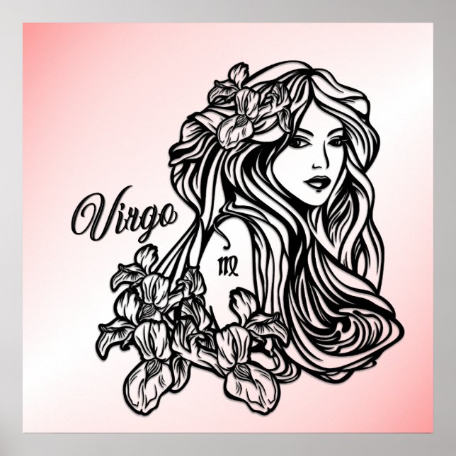 Póster Virgo El Rosa Virgen Del Zodiaco (Frente)