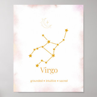 Póster Virgo Gold Zodiac Wall Art – Celestial Constellati