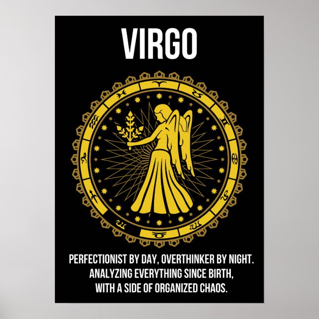 Póster Virgo - Horóscopo, humor gracioso de Rótulo Zodiac (Frente)
