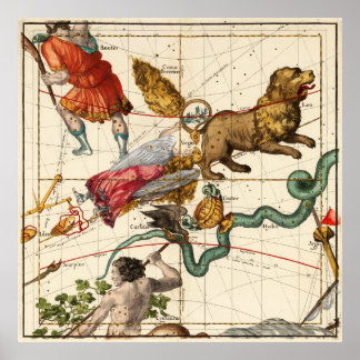 Póster Virgo, Hydra, Crater, Bootes, Leo y Centauro