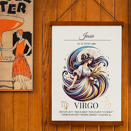 Póster Virgo Personalizado Elegante Acuarela Zodiaca