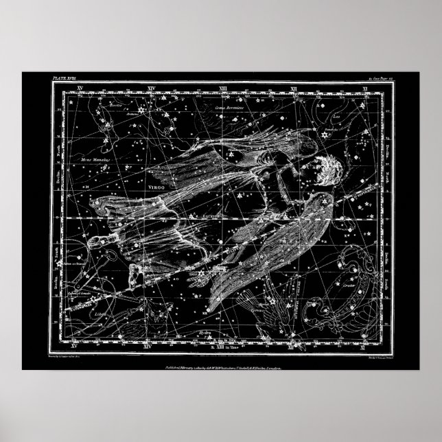 Póster Virgo: Placa de constelación XVIII (Frente)