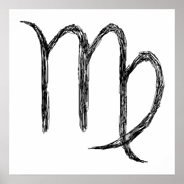 Póster Virgo. Rótulo Astrológico Zodiaco. Negro (Frente)