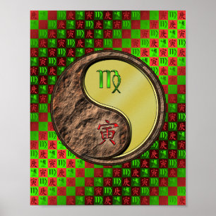 Póster Virgo y tigre Metalizado