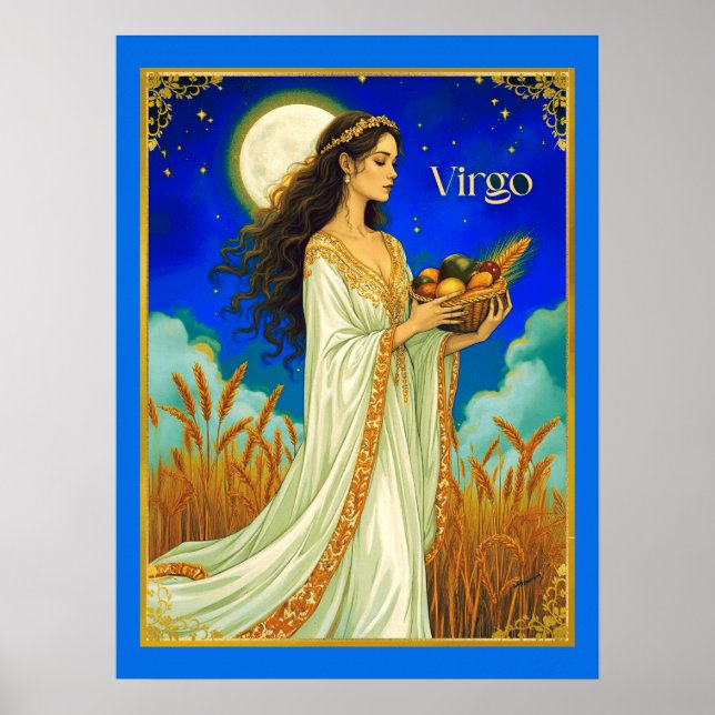 Póster Virgo Zodiac Beauty Under a Night Sky (Frente)