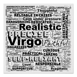 Póster Virgo Zodiac Word Cloud Inspiración Glossy