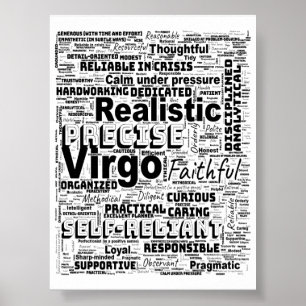 Póster Virgo Zodiac Word Cloud Inspiration Poster (S)