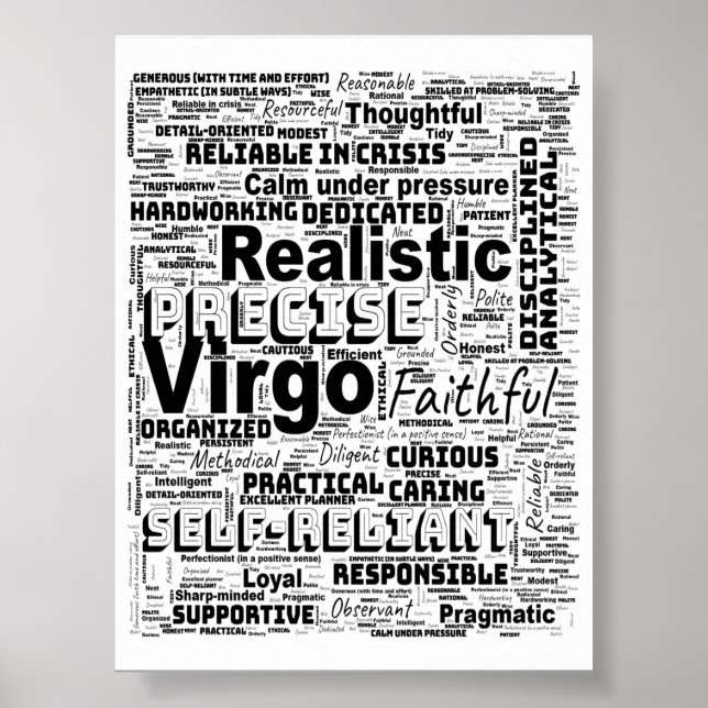 Póster Virgo Zodiac Word Cloud Inspiration Poster (S) (Frente)