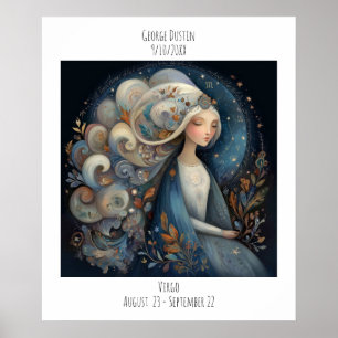 Póster Virgo Zodíaco Astrología Nombre y Cumpleaños