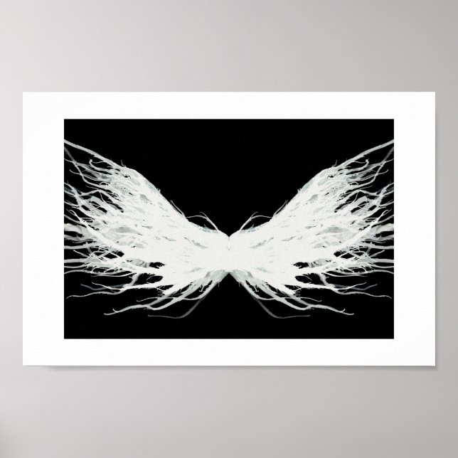 Póster Virtues Abstract White Wings Alcohol Ink Art (Frente)