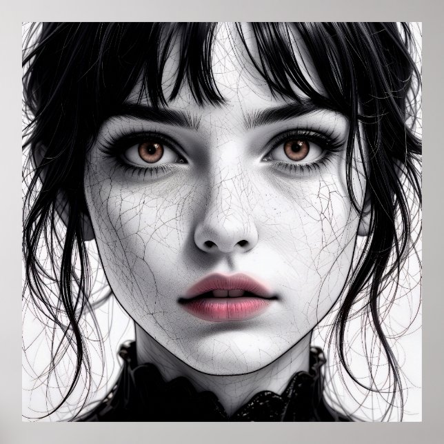 Póster Visage de porcelaine regard d'âme fêlée.  (Frente)