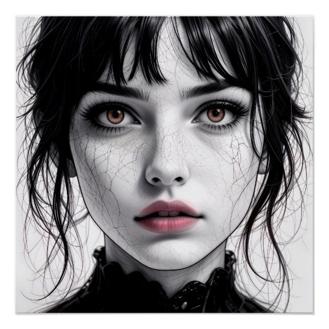 Póster Visage de porcelaine regard d'âme fêlée.  (Anverso)