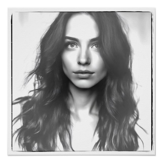 Póster Visage d'une jeune femme brune (Anverso)