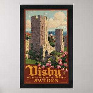 Póster Visby Suecia Viajes Vintage Poster Ad Retro Impres