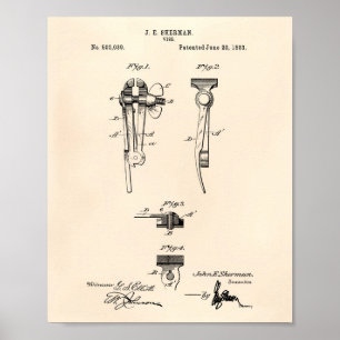 Póster Vise 1893 Patent Art Old Peper