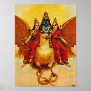 Póster Vishnu, Garuda, Vahana por Raja Ravi Varma