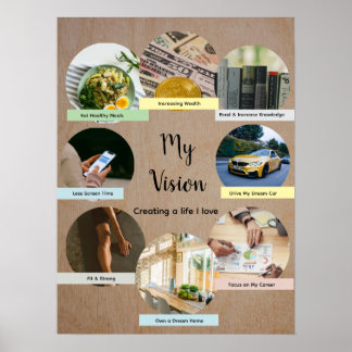 Póster Vision Board with 8 Floating Photo Circles Poster