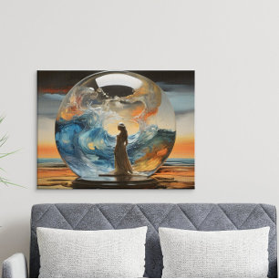 Póster Visión contemporánea mujer moderna en una bola de 