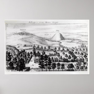 Póster Visión desde la aguja de Avebury de la colina de