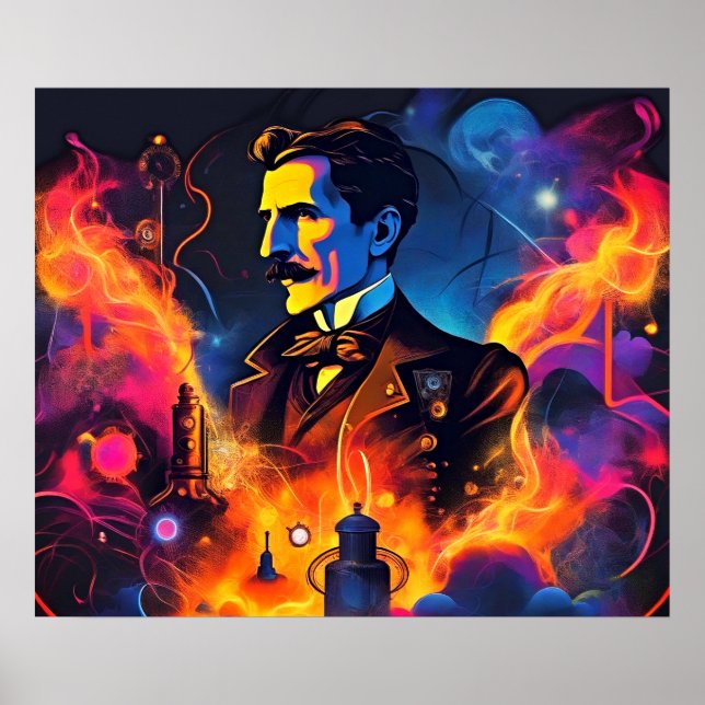 Póster Visionario eléctrico: El relámpago de Nikola Tesla (Frente)