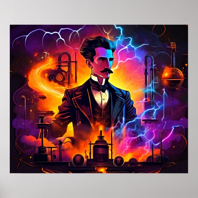 Póster Visionario eléctrico: El relámpago de Nikola Tesla (Frente)