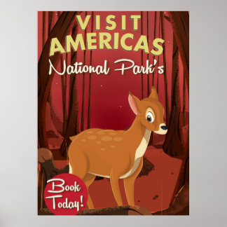Póster Visit Americas National Parks Vintage poster.