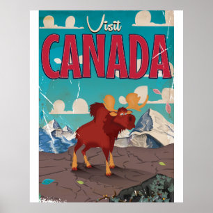 Póster Visit Canada Cartoon travel poster