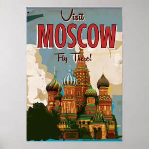 Póster Visit Moscow vintage travel poster
